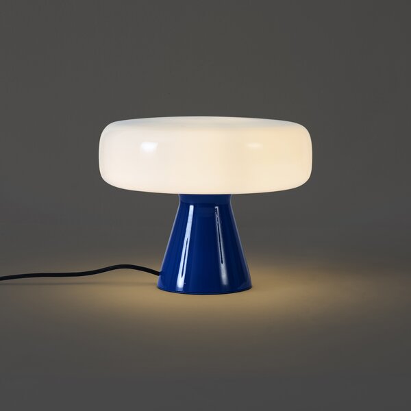 Lampa stołowa w stylu retro niebieska z białym elementem - Knob