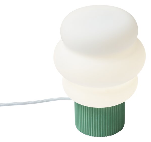 Lampa stołowa Japandi zielona ze szkłem opalowym 18 cm - Kumo