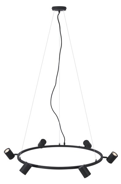 Nowoczesna lampa wisząca czarna 6-punktowa - Jeana Circle