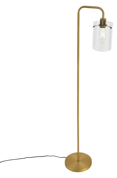 Designerska lampa podłogowa brązowa z przezroczystym szkłem - Domo