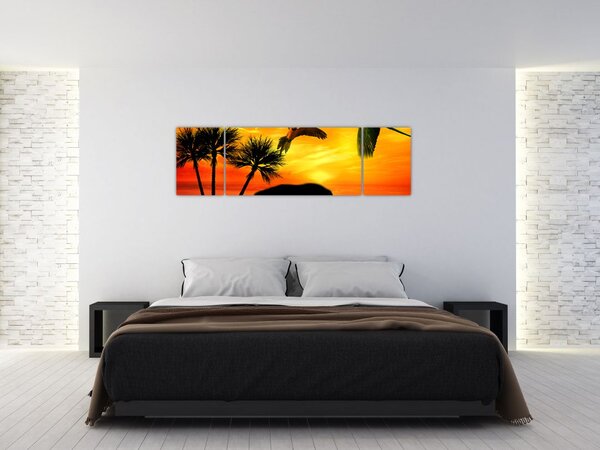 Obraz - papugi i słonie (170x50 cm)