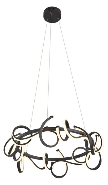 Designerska lampa wisząca czarna okrągła z 3-stopniowym ściemnianiem - Krisscross