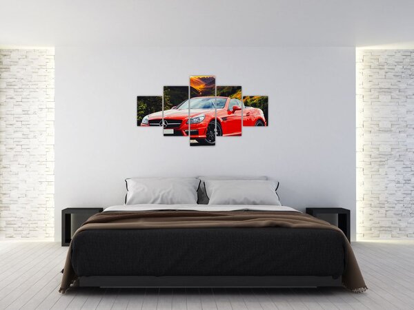 Obraz - czerwony Mercedes (125x70 cm)