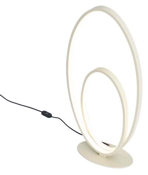 Designerska lampa stołowa beżowa z wbudowaną diodą LED z 3-stopniową regulacją jasności - Boomerang