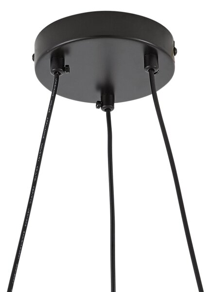 Lampa wisząca czarna z dymionym i bursztynowym szkłem okrągła 8-punktowa - Monaco