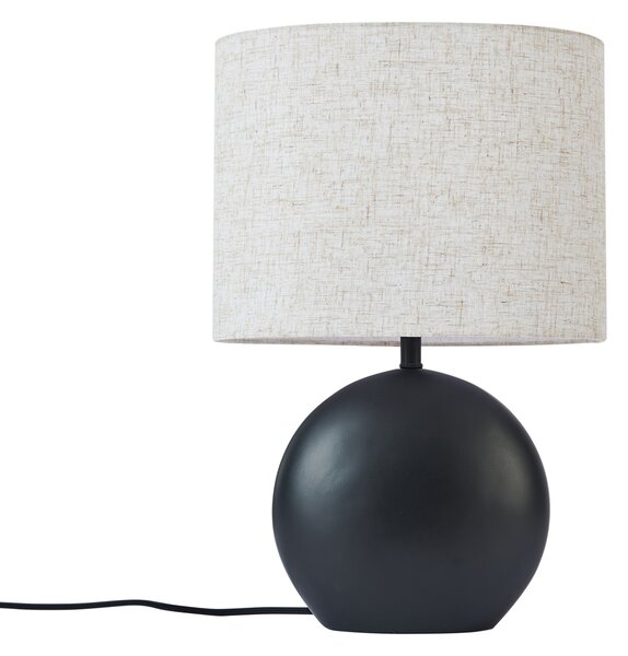 Lampa stołowa Japandi czarna z lnianym abażurem - Timo