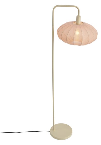 Lampa podłogowa Japandi beżowa z kremowym abażurem z tkaniny - Bida