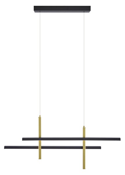 Designerska lampa wisząca H czarna ze złotem z LED z 3-stopniowym ściemnianiem - Joy