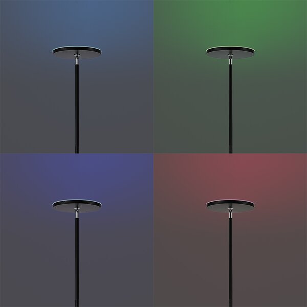 Nowoczesna lampa podłogowa czarna z diodą LED, ściemnialna RGB z pilotem - Sjors