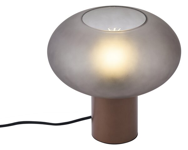 Designerska lampa stołowa brązowa z matowym szarym szkłem - Umbrella