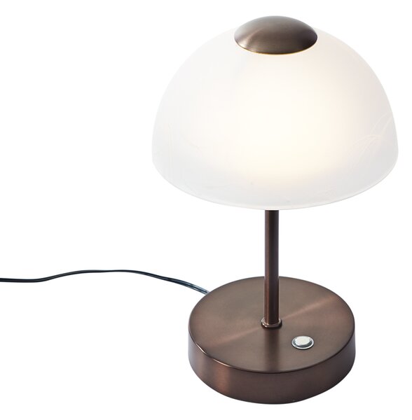 Designerska lampa stołowa ciemny brąz z LED z możliwością ściemniania - Joya