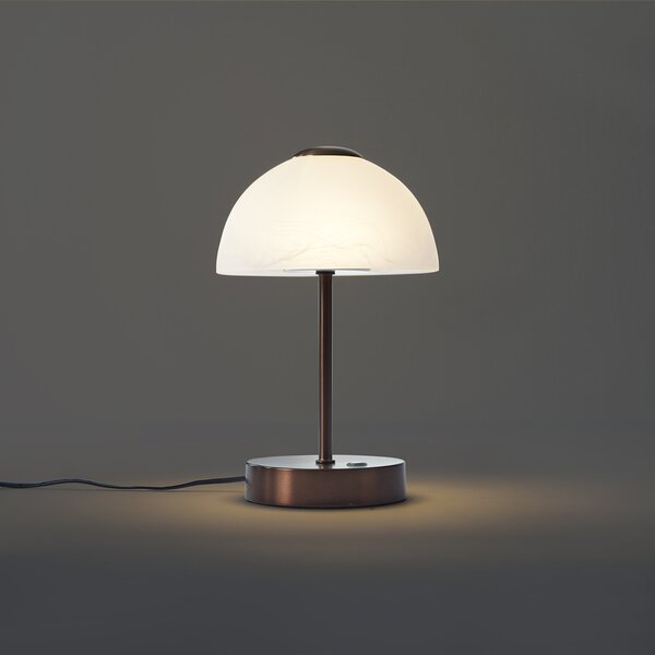 Designerska lampa stołowa ciemny brąz z LED z możliwością ściemniania - Joya