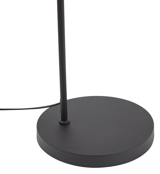 Nowoczesna lampa podłogowa czarna z okrągłym stolikiem - Ostrich