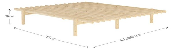 Łóżko dwuosobowe z drewna sosnowego ze stelażem 140x200 cm Pace – Karup Design