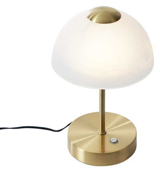 Designerska lampa stołowa złota z opalowym szkłem z możliwością ściemniania LED - Joya