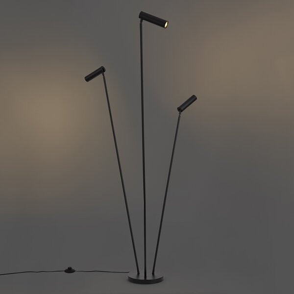 Nowoczesna lampa podłogowa czarna 3-źródła światła GU10 35mm - Thomas