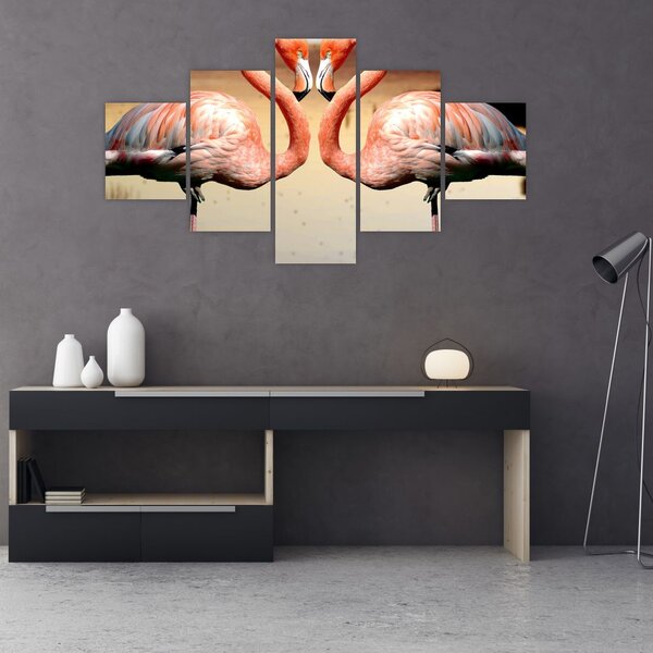 Obraz - dwa flamingi (125x70 cm)