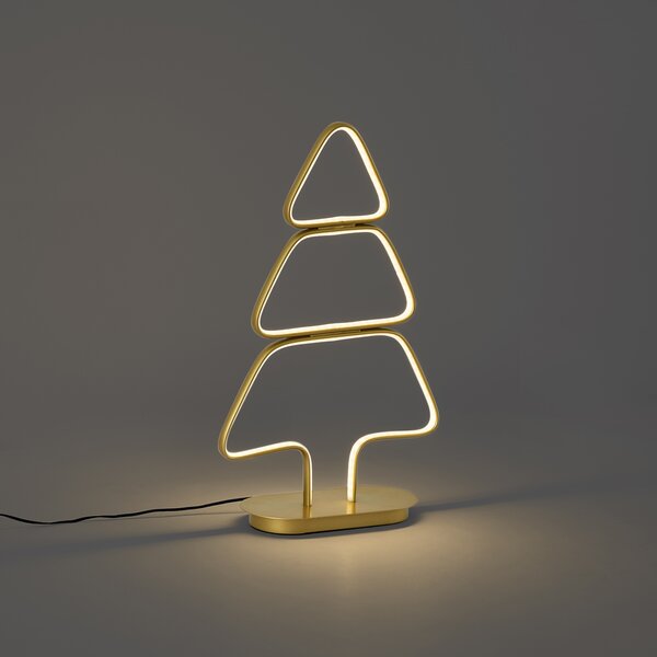 Świąteczna lampa stołowa Arbre, złota choinka z diodą LED