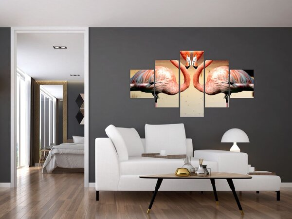 Obraz - dwa flamingi (125x70 cm)