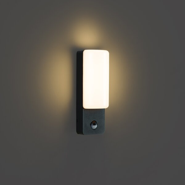 Zewnętrzna lampa ścienna czarna z czujnikiem ruchu, w zestawie LED - Shift