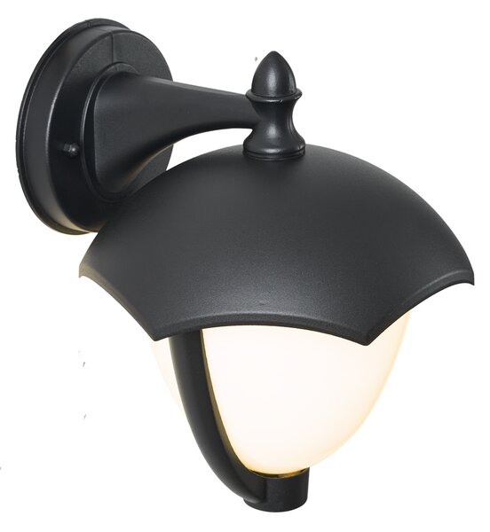 Inteligentna zewnętrzna lampa ścienna czarna z opalowym szkłem, w tym LED IP54 - Classica