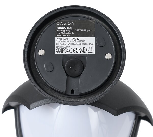Inteligentna zewnętrzna lampa ścienna czarna z opalowym szkłem, w tym LED IP54 - Classica