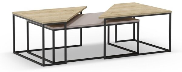 Stoliki z blatem w dekorze dębu zestaw 3 szt. 70x110 cm Titan – Marckeric
