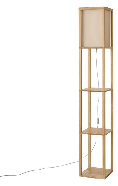 Nowoczesna lampa podłogowa drewniana z beżowym abażurem - Stojan