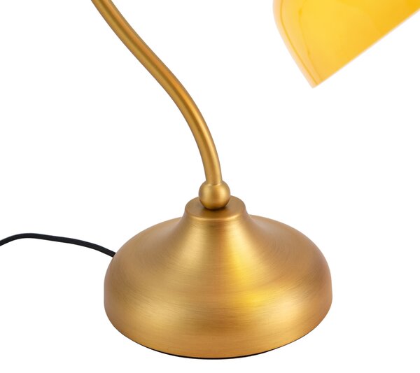 Klasyczna lampa stołowa z brązu z pomarańczowym szkłem opalowym - Clerk
