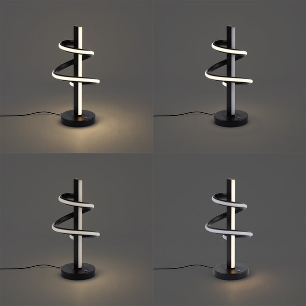 Designerska lampa stołowa czarna z LED, ściemnialna z 3-stopniowym przełącznikiem - Rolla