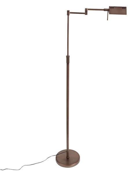 Designerska lampa podłogowa ciemny brąz z LED i ściemniaczem dotykowym - Notia