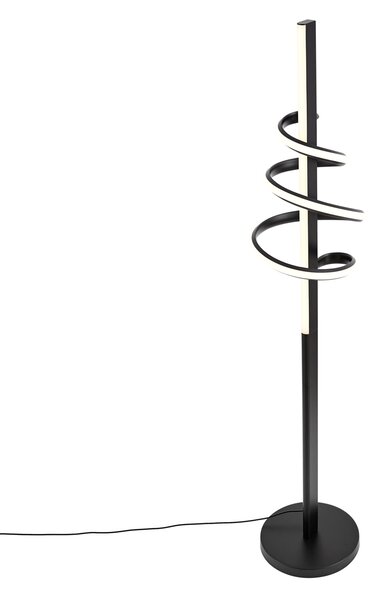 Designerska lampa podłogowa czarna ze ściemnialną diodą LED i przełącznikiem 3-stopniowym - Rolla