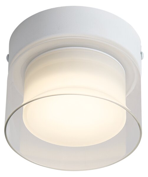 Nowoczesna lampa sufitowa biała z przezroczystym szkłem - Puck