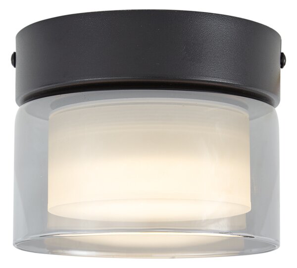 Nowoczesna lampa sufitowa czarna z przydymionym szkłem - Puck