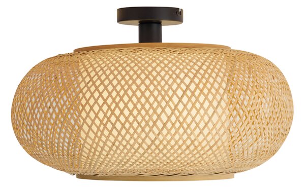Lampa sufitowa Japandi z bambusa z białym wnętrzem - Liva