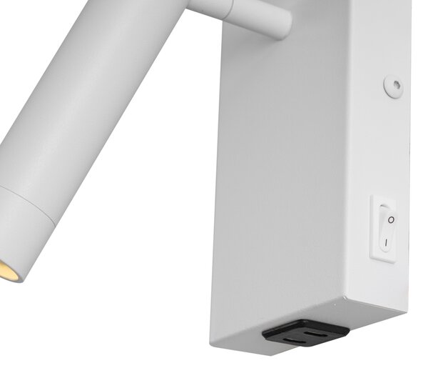 Nowoczesny kinkiet regulowany biały z USB-C - Croft