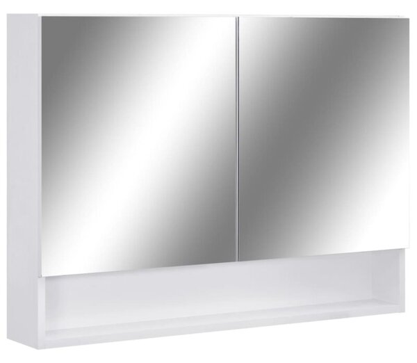 Szafka łazienkowa z lustrem i LED, biała, 80x15x60 cm, mdf