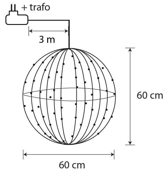 Świąteczna lampa wisząca kula biała 60 cm z LED i timerem IP44 - Nobi