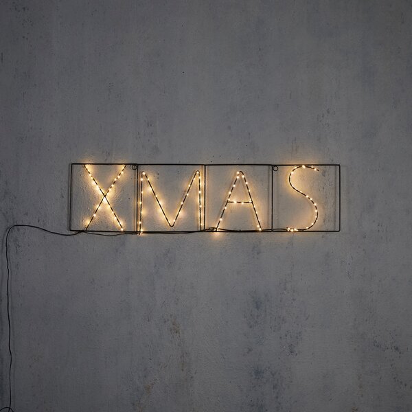 Świąteczna lampa ścienna czarna XMAS z LED z timerem IP44 - Yoro