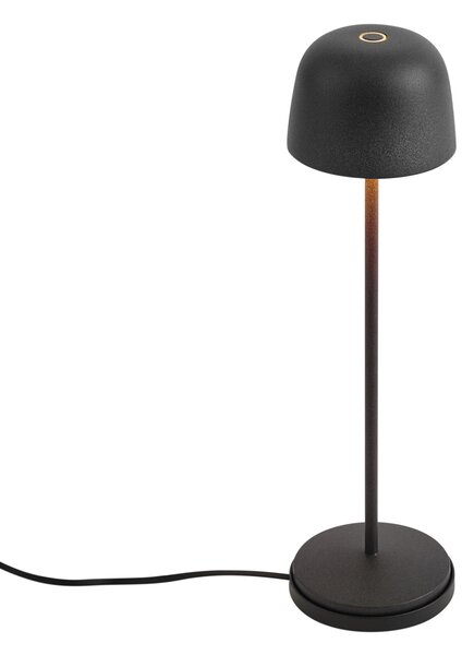Lampa stołowa czarna z możliwością ładowania LED ze stacją ładującą IP65 - Raika