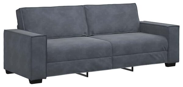 Sofa 3-osobowa, ciemnoszara, 220x78x84 cm, obita aksamitem
