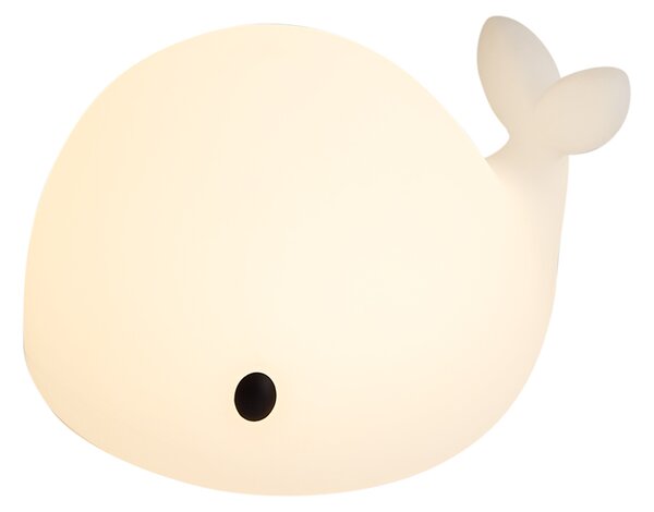 Lampa stołowa biała 30 cm z LED, ściemnialna, IP54, ładowalna - Baby Whale