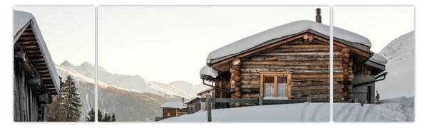 Obraz - chata górska w śniegu (170x50 cm)