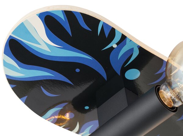 Lampa ścienna czarna z niebieskim 80 cm - Skateboard