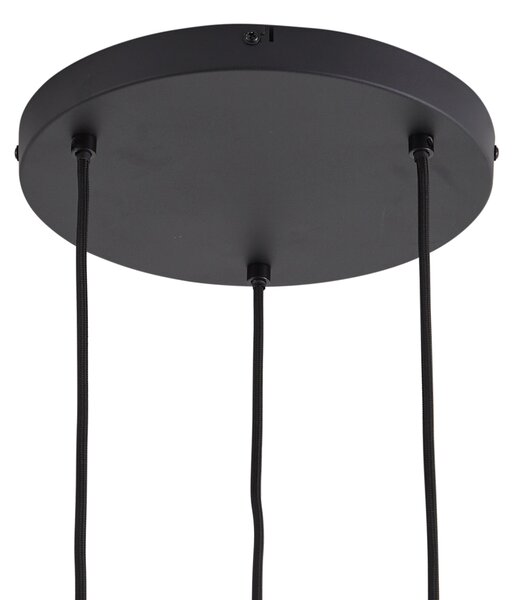 Designerska lampa wisząca czarna z przydymionym szkłem 3-źródła światła - Ana