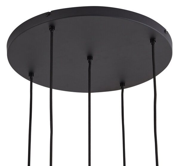 Designerska lampa wisząca czarna z przydymionym szkłem 5-punktowa - Ana