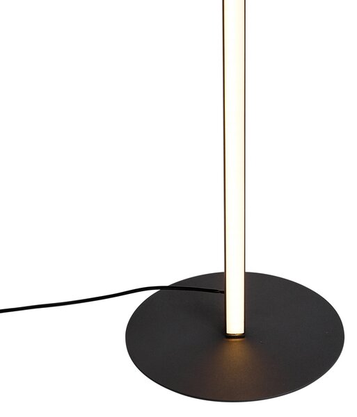 Designerska lampa podłogowa czarna z lampką do czytania, w tym LED ze ściemniaczem dotykowym - Throttle