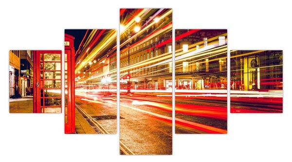 Obraz - czerwona budka telefoniczna (125x70 cm)