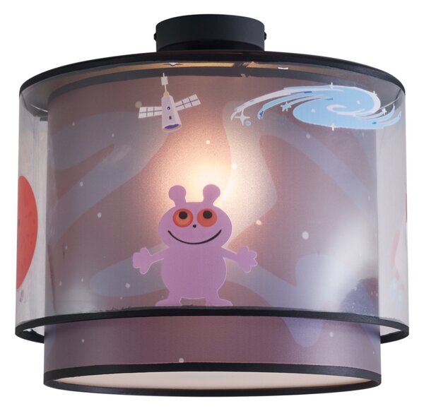 Lampa sufitowa dziecięca czarna ze statkiem kosmicznym i gwiazdami - Harrie in Space