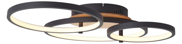 Nowoczesna lampa sufitowa drewniana z LED z 3-stopniową regulacją jasności 3-źródłowa - Rondas